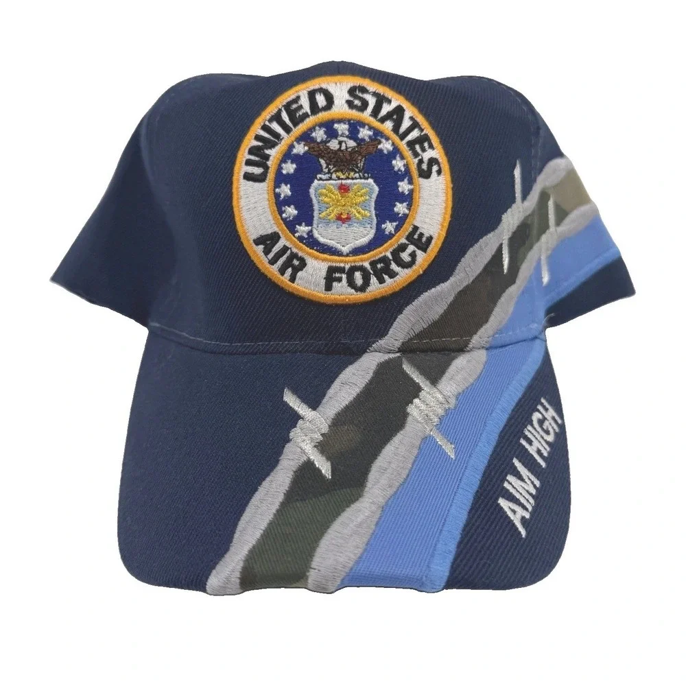 US Air Force Aim High K&S Unique Hat Men OS Navy Barbed Wire Military Cap